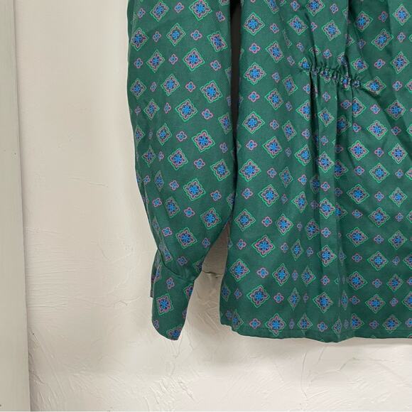 Vintage Evan Picone Green Geometric Print Long Sleeve Blouse Womens 12 1980s - Picture 4 of 10